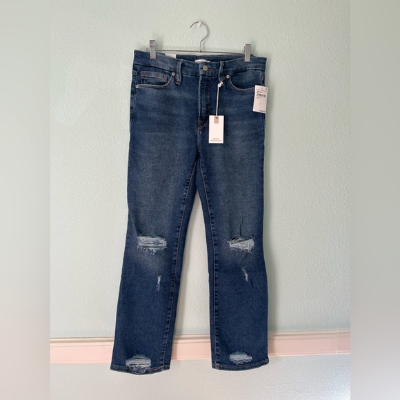 *GOOD AMERICAN Good Legs Straight Indigo Distressed Jean 8/29 NWT O-25 - Picture 12 of 13